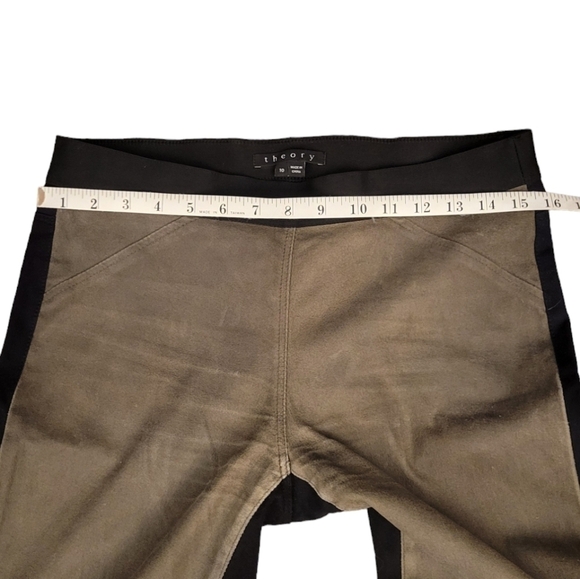 Theory 'Cullen' Lamb Leather and Twill Knit Pants Women's Size 10 Suede Leggings - Picture 6 of 12